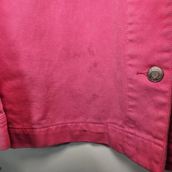 Y2K GAP Denim Jacket Pink Utility Button Oversized Trucker Cargo Streetwear XS - Picture 13 of 15